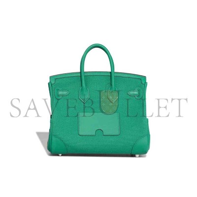 HERMÈS MASTER VERT VERTIGO SWIFT LEATHER AND CANVAS CARGO BIRKIN 25 (25*20*13cm)